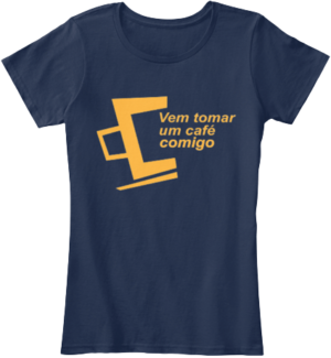 camisa feminina - vem tomar cafe - azul marinho